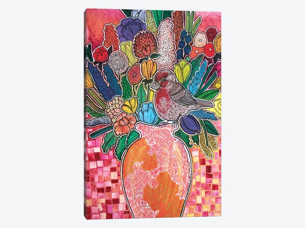 Blooming Rosefinch by Lynnette Shelley 1-piece Canvas Art