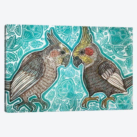 Two Cockatiels Canvas Print #LSH455} by Lynnette Shelley Canvas Print