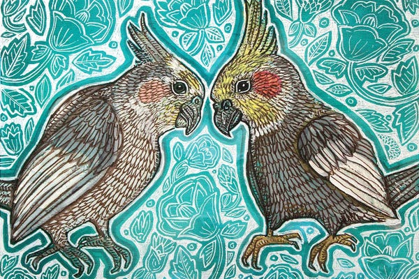Lynnette Shelley: Two Cockatiels by Lynnette Shelley