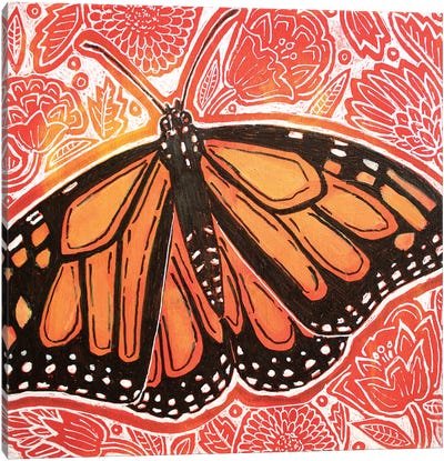 Visiting Monarch Canvas Art Print - Monarch Butterflies