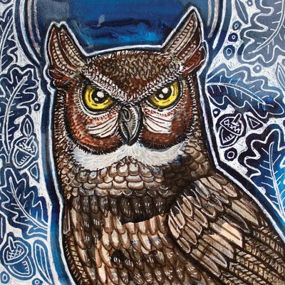 Harvest Moon Owl by Lynnette Shelley framed canvas print