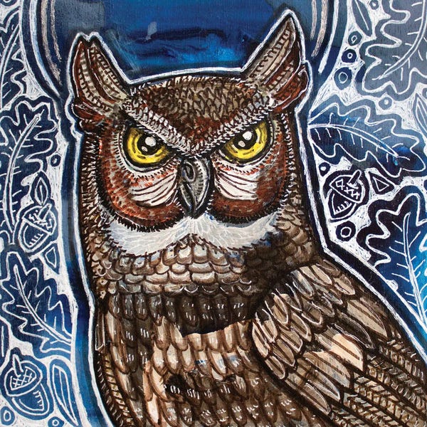 Lynnette Shelley: Harvest Moon Owl by Lynnette Shelley