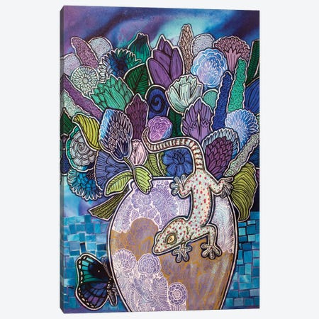 Blooming Gecko Canvas Print #LSH469} by Lynnette Shelley Art Print