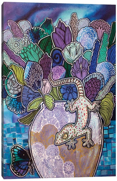 Blooming Gecko Canvas Art Print - Lynnette Shelley