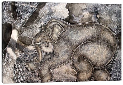 Dreaming Elephant Canvas Art Print - Lynnette Shelley