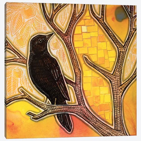 Good Morning Blackbird Canvas Print #LSH473} by Lynnette Shelley Canvas Artwork