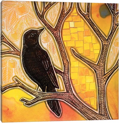 Good Morning Blackbird Canvas Art Print - Crow Art