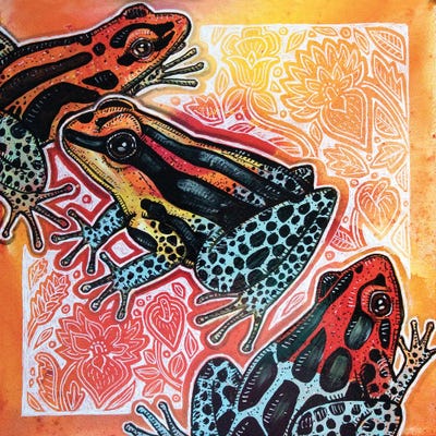 Three Frogs by Lynnette Shelley art print