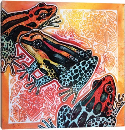 Three Frogs Canvas Art Print - Lynnette Shelley