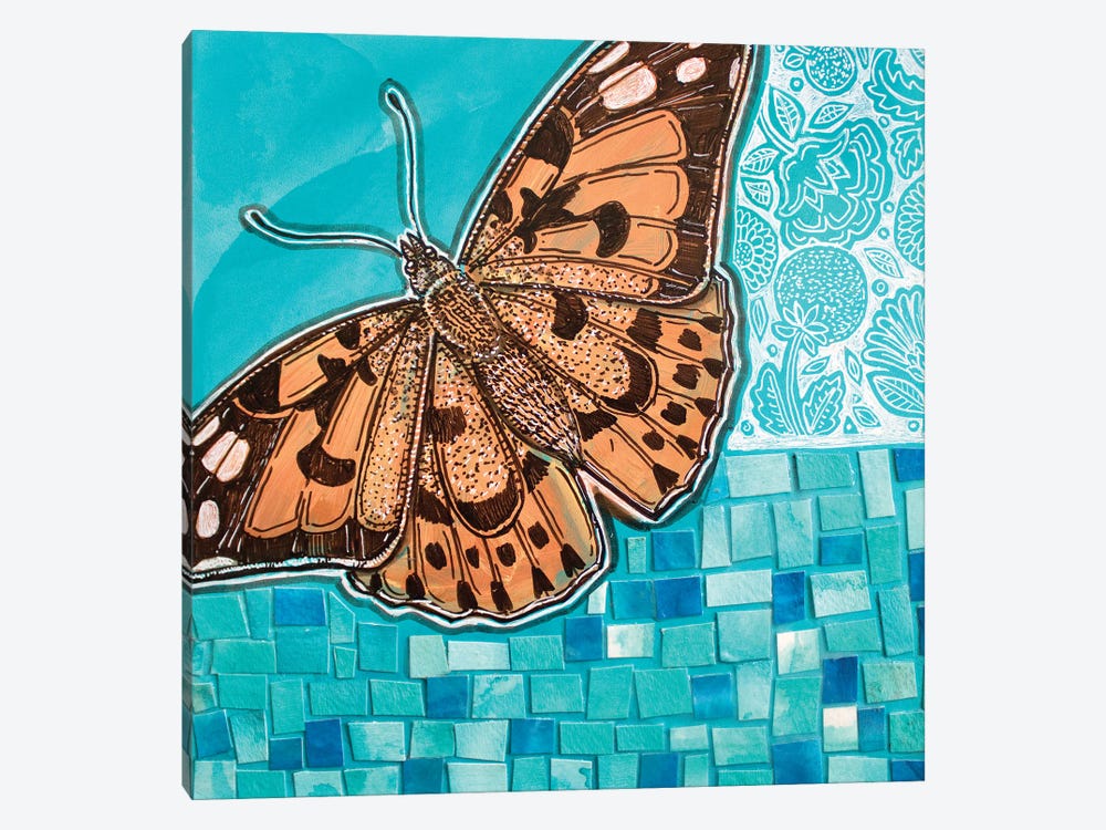 Painted Lady On Blue by Lynnette Shelley 1-piece Canvas Artwork