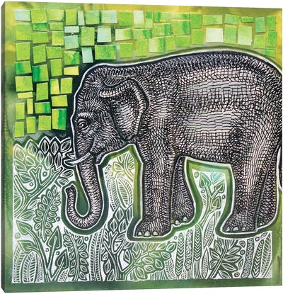Bashful Elephant Canvas Art Print - Lynnette Shelley