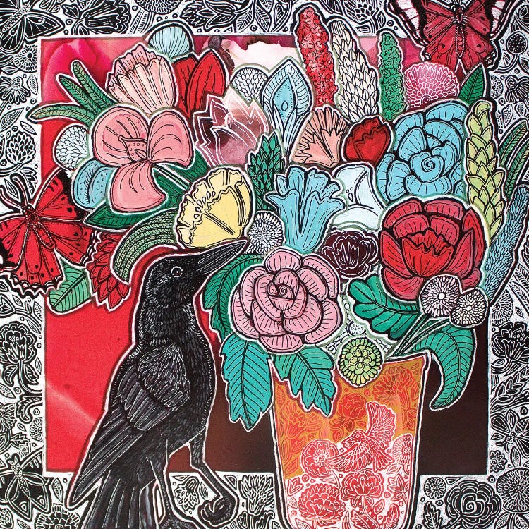 Flowers For Crow by Lynnette Shelley wall art