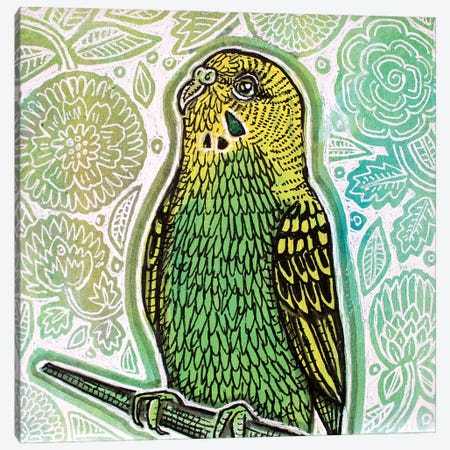 Green Parakeet Canvas Print #LSH503} by Lynnette Shelley Canvas Wall Art