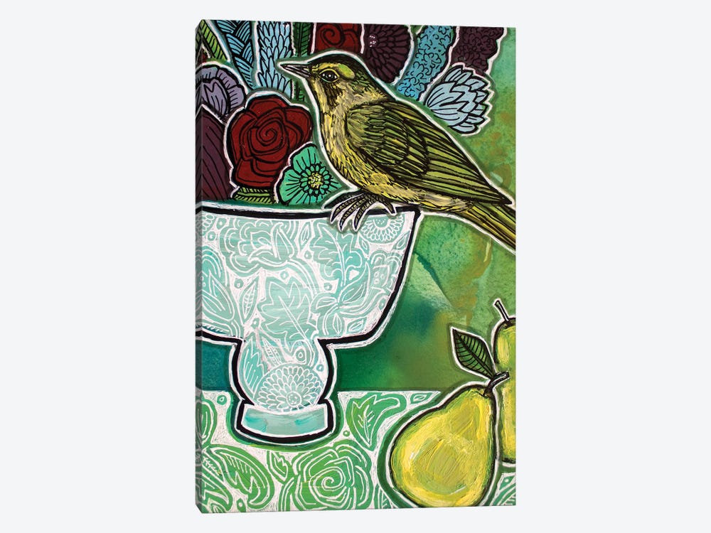 Warbler With Green Pears by Lynnette Shelley 1-piece Canvas Wall Art