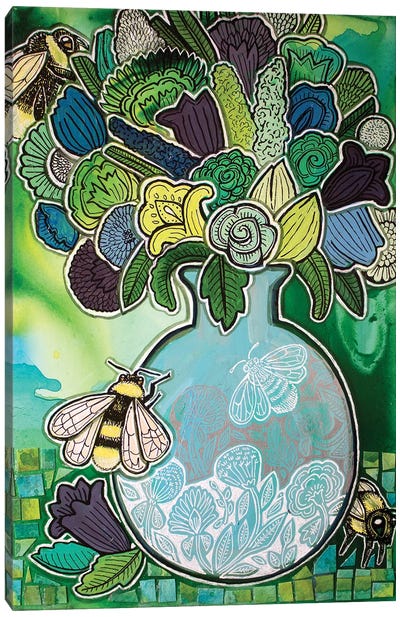 Bees And Blossoms Canvas Art Print - Lynnette Shelley