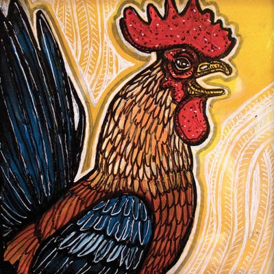 Crowing Rooster by Lynnette Shelley art print
