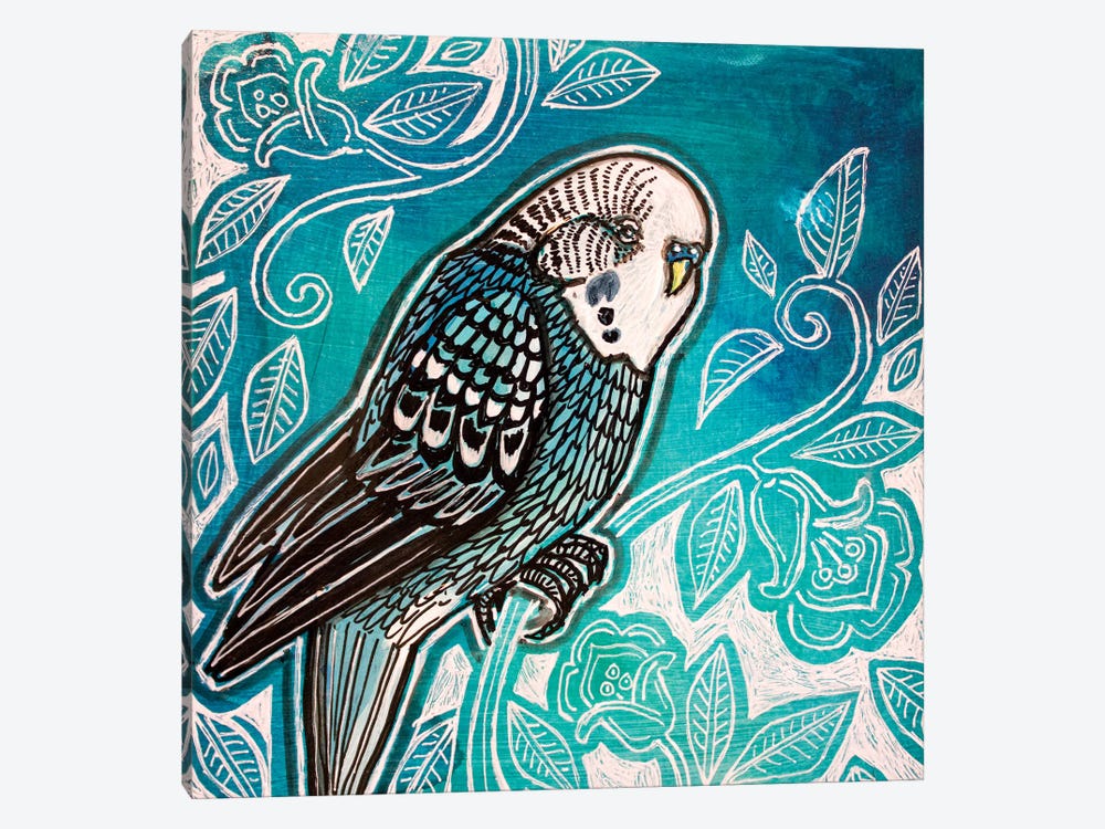 One Blue Parakeet by Lynnette Shelley 1-piece Art Print