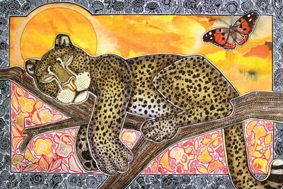 Sleeping Leopard by Lynnette Shelley art print