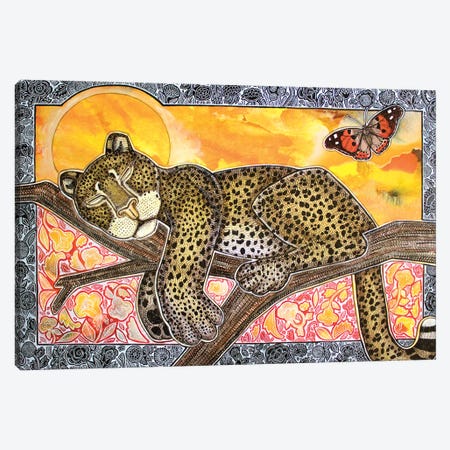 Sleeping Leopard Canvas Print #LSH522} by Lynnette Shelley Canvas Wall Art