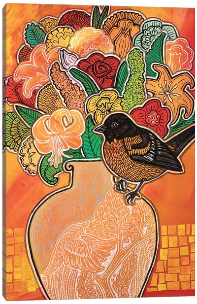 Blooming Oriole Canvas Art Print - Lynnette Shelley