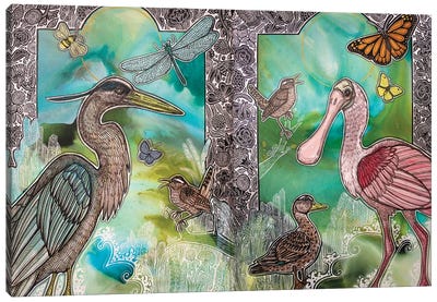 Into The Wild Green Canvas Art Print - Duck Art