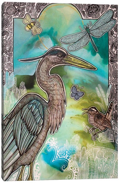 Into The Wild Green I Canvas Art Print - Dragonfly Art