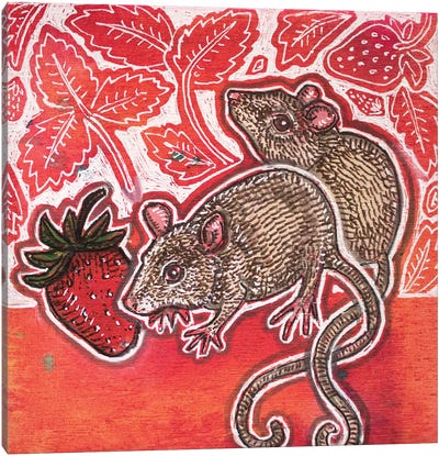 Sweet Berry Canvas Art Print - Mouse Art