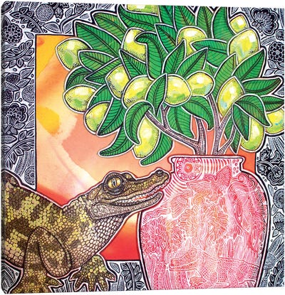 Key Lime Canvas Art Print - Crocodile & Alligator Art