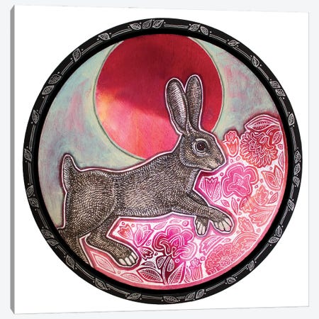 Spring Moon Hare Canvas Print #LSH534} by Lynnette Shelley Canvas Artwork