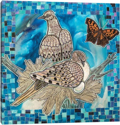 Nesting Doves Canvas Art Print - Dove & Pigeon Art