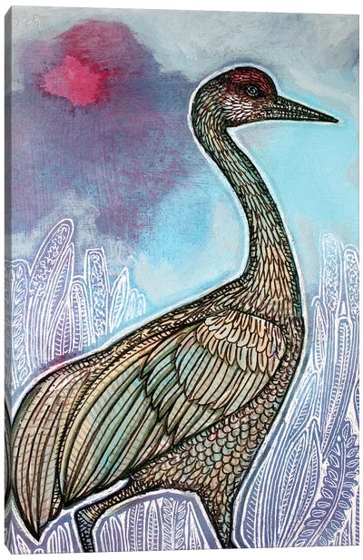 Walking Crane Canvas Art Print - Lynnette Shelley