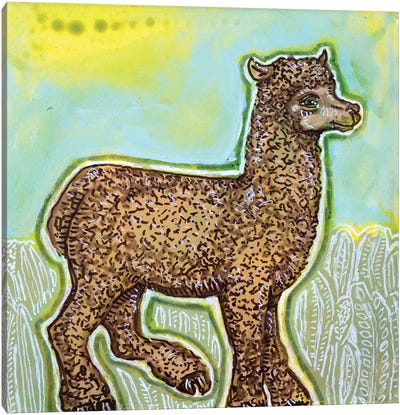 Happy Alpaca Canvas Art Print - Llama & Alpaca Art