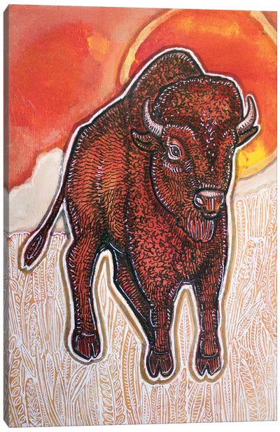 Red Sky Bison Canvas Art Print - Lynnette Shelley