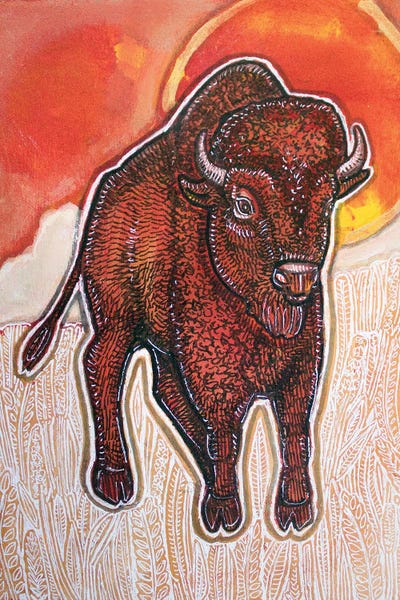 Bison & Buffaloes: Red Sky Bison by Lynnette Shelley