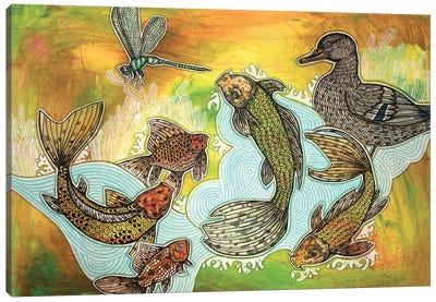 Golden Pond Canvas Art Print - Koi Fish Art