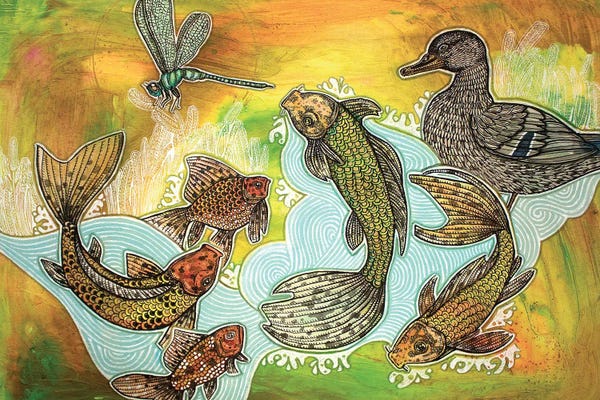 Dragonflies: Golden Pond by Lynnette Shelley