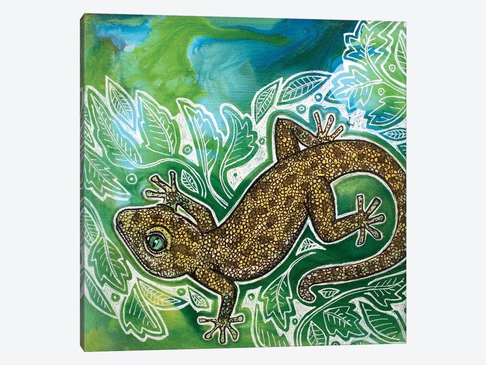 Gecko On The Green I by Lynnette Shelley 1-piece Canvas Art Print
