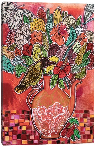 Crimson Hibiscus Canvas Art Print - Lynnette Shelley