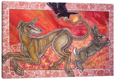 Hound And Hare Canvas Art Print - Italian Greyhound Art