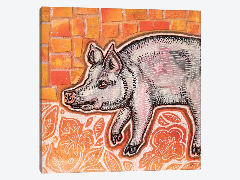 Painted Pig by Lynnette Shelley 1-piece Canvas Artwork