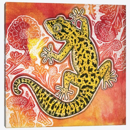 Gecko With Marigolds Canvas Print #LSH600} by Lynnette Shelley Art Print