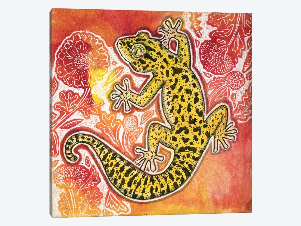 Gecko With Marigolds by Lynnette Shelley 1-piece Canvas Print