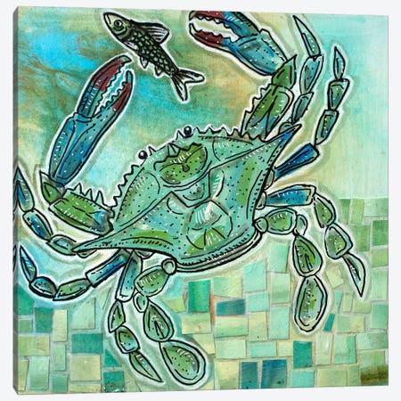 A Little Crabby And Blue Too Canvas Print #LSH607} by Lynnette Shelley Canvas Wall Art