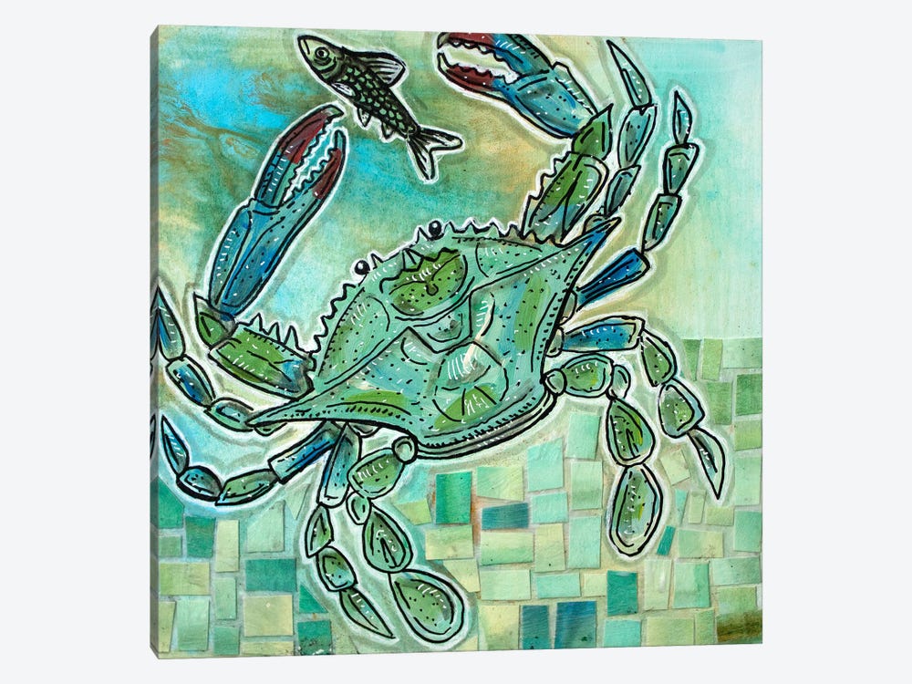 A Little Crabby And Blue Too by Lynnette Shelley 1-piece Canvas Wall Art
