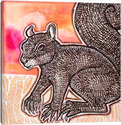 A Little Squirrely Canvas Art Print - Lynnette Shelley