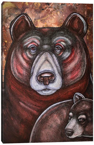 Mother Bear Canvas Art Print - Brown Bear Art