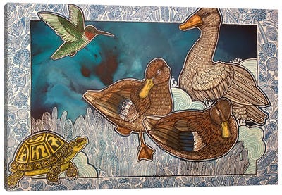 Dreaming Ducks Canvas Art Print - Duck Art