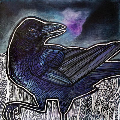 Clever Crow by Lynnette Shelley metal wall art