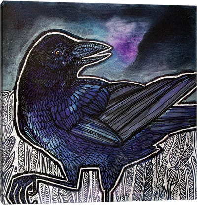 Clever Crow Canvas Art Print - Crow Art
