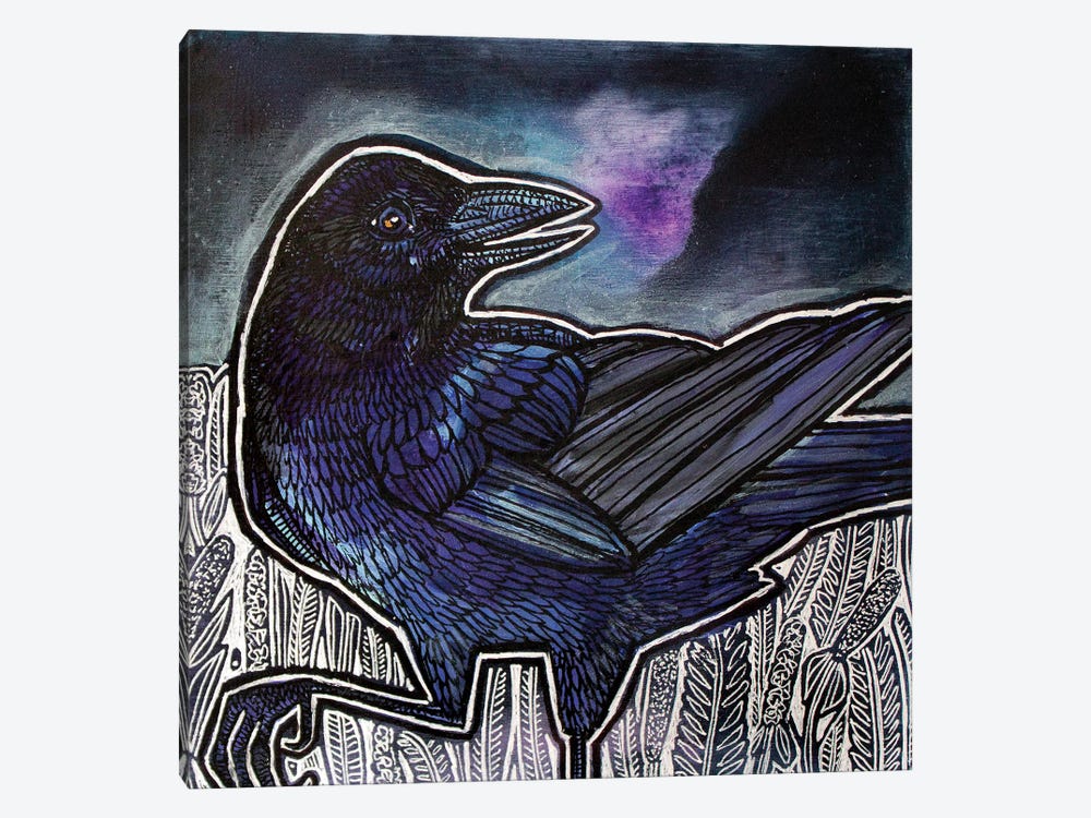 Clever Crow by Lynnette Shelley 1-piece Canvas Art